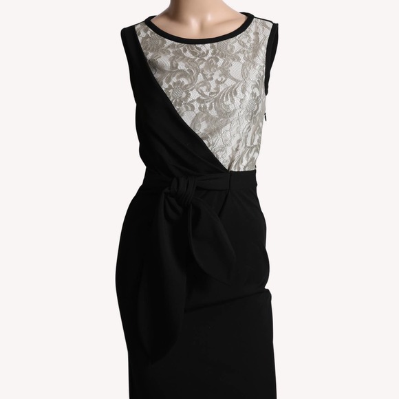 DIANE VON FURSTENBERG Black with Lace Accented Sleeveless Midi Dress - Picture 4 of 6